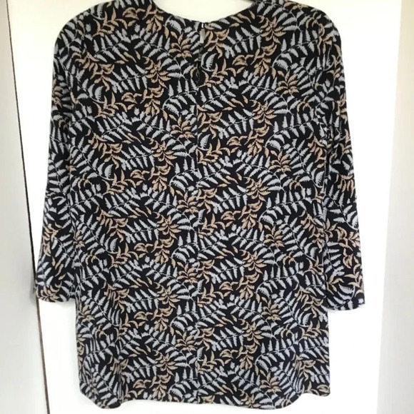 Lafayette 148 NY Silk Blouse Navy Print Small - Picture 4 of 5